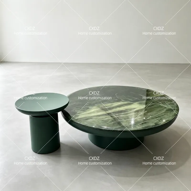 Coffee Tea Green - Italian Minimalist Round Coffee Table Set