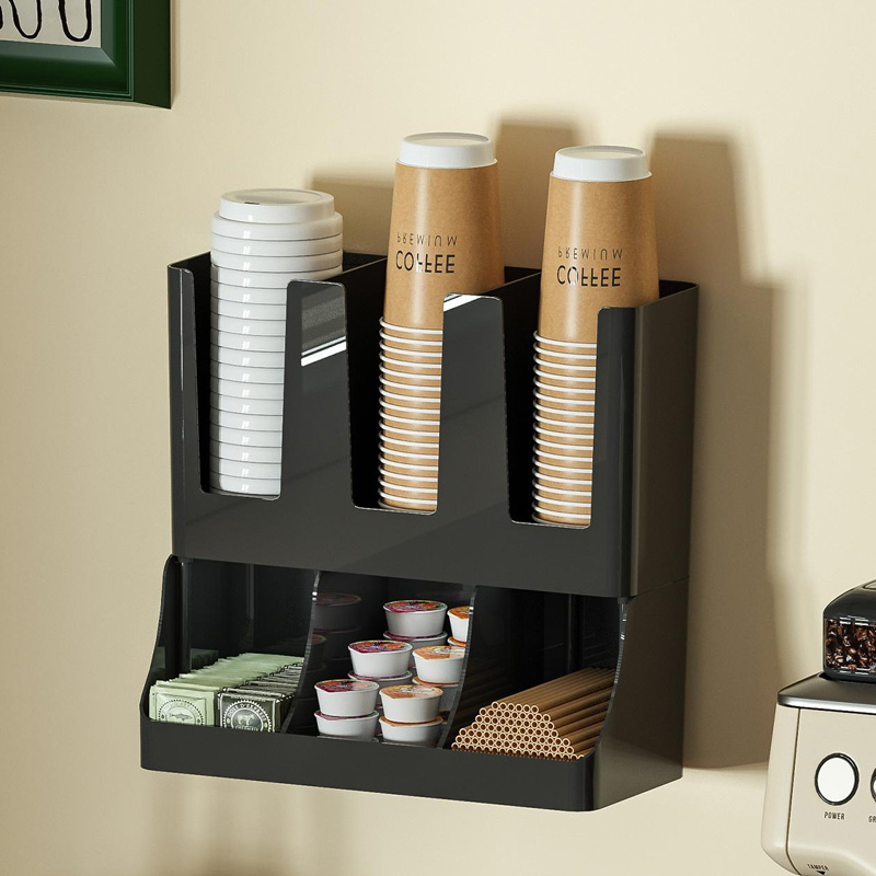 Coffee Tea Drawer Organizer - A Paper Cup Storage Box, Black