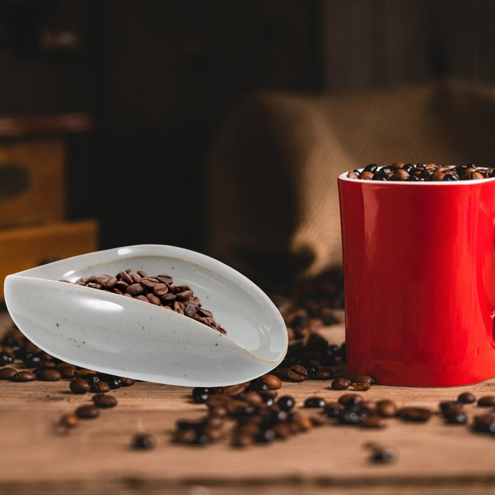 Coffee Tea Leaf And Bean - Ceramic Coffee Bean Tray Household Dosing