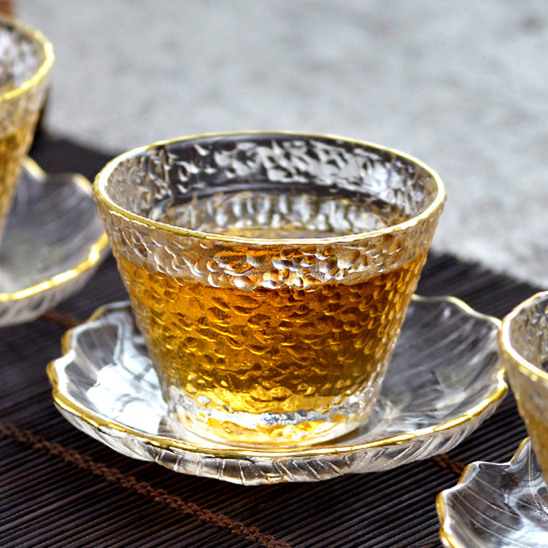 Coffee Tea Green - Gold Glass Tea Cup with Gold