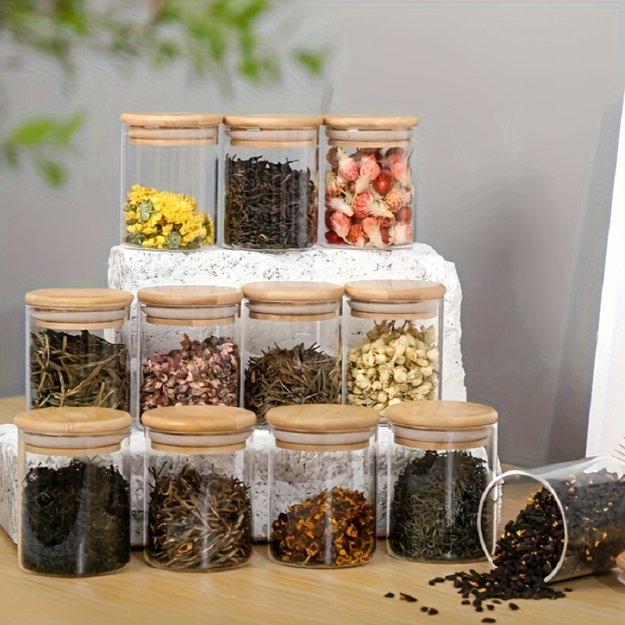 Coffee Tea Sugar Container Set - 12pcs/set Airtight Glass Storage Jar with