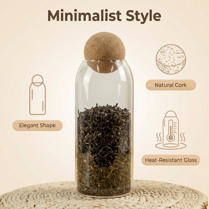 Coffee Tea Drawer Organizer - Four Size Sealed Jar Glass Cork