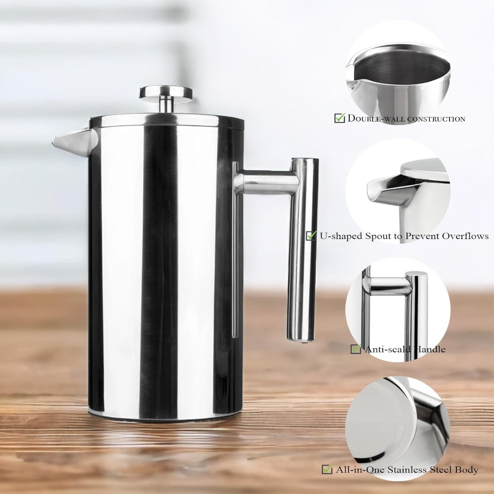 French Press Coffee & Tea - French Press Coffee Maker, 304 stainless