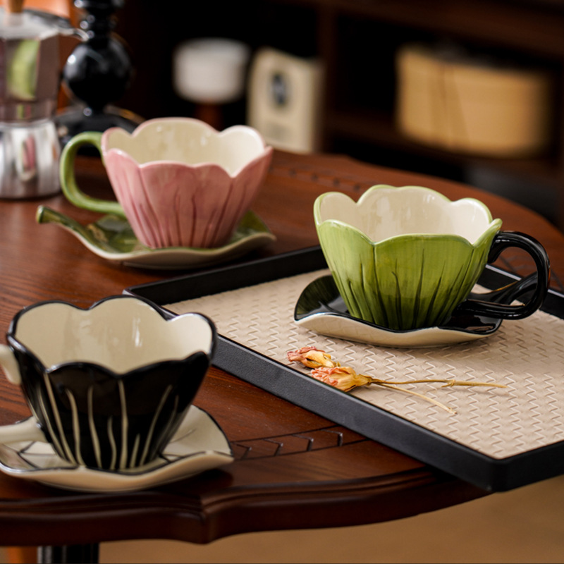 Mug Tea Coffee - Irregular Hand-painted Coffee Cup Dish Set