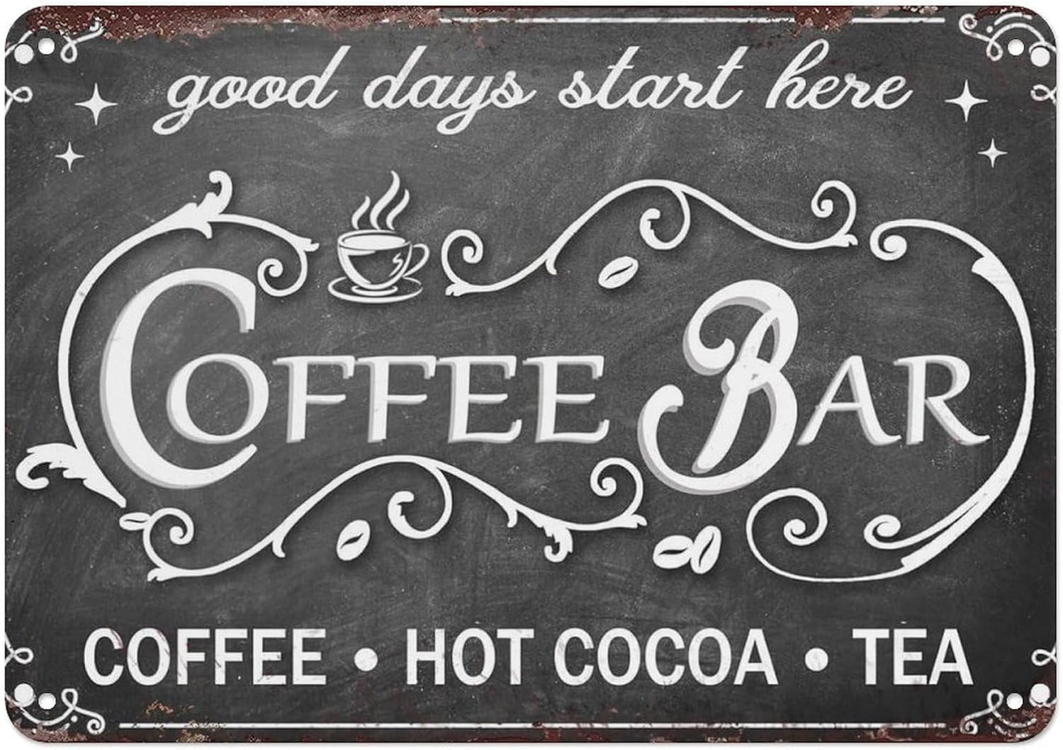 Coffee Tea And Cocoa - Vintage Coffee Bar Sign Hot Cocoa