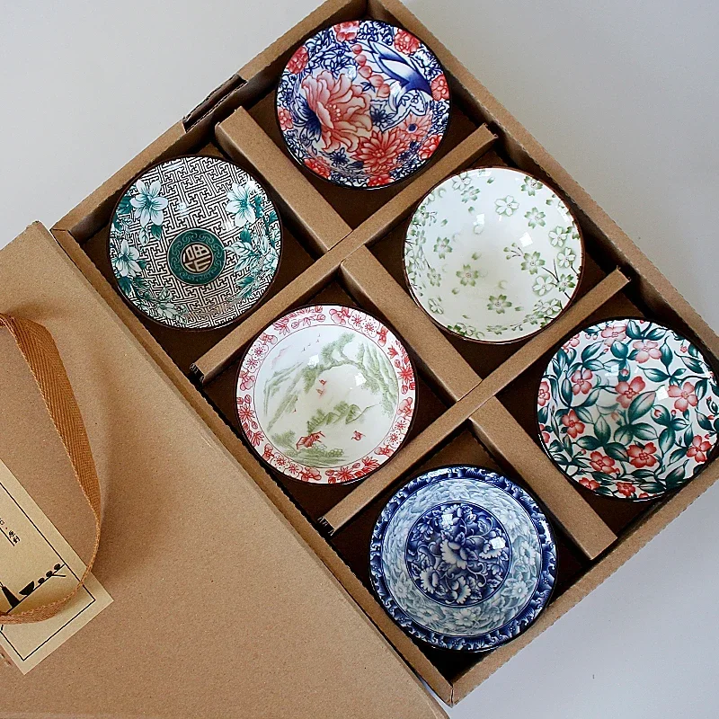 Coffee Tea In Chinese - 6PCS Chinese Household Teaware Blue and