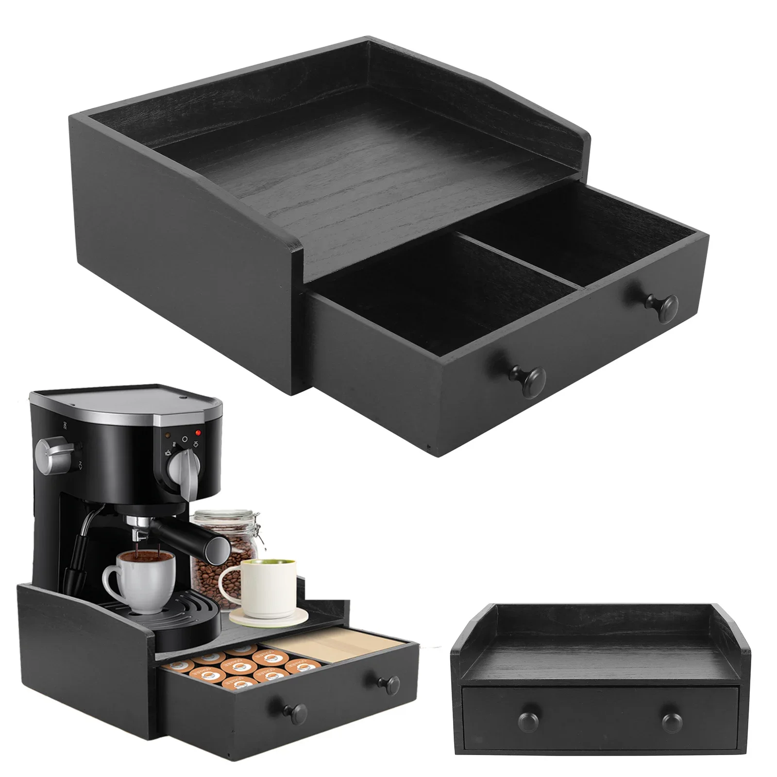 Coffee Tea Drawer Organizer - Coffee Machine Base Drawer Wood Tea