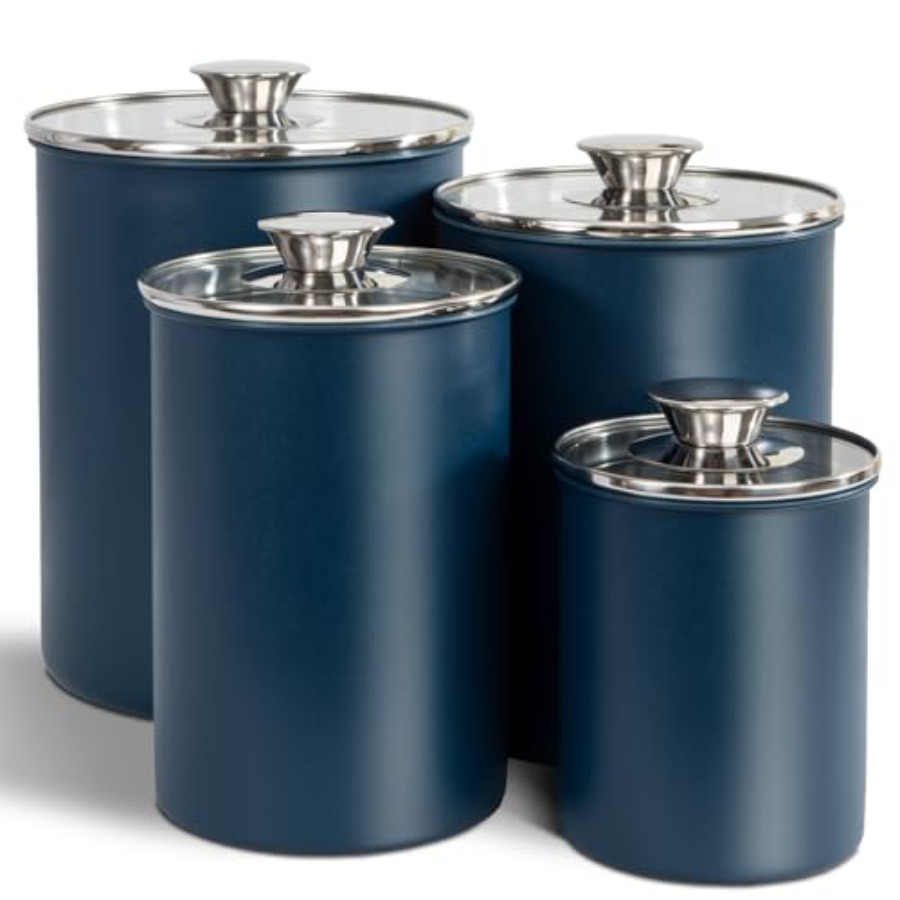 Coffee Tea Sugar Container Set - Stainless Steel Food Canister Set of