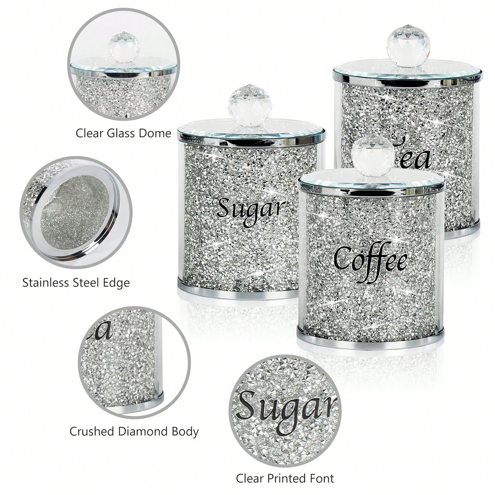 Coffee Tea Sugar Set - Coffee Sugar Tea Canister Set Sparkly