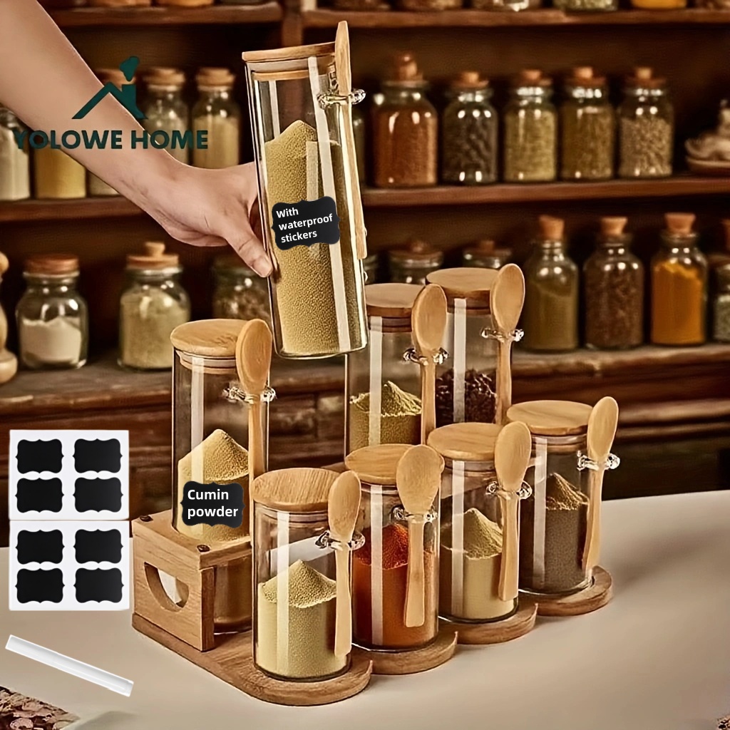 Coffee Tea Sugar Container Set - 8-Piece Glass Storage Container Set with