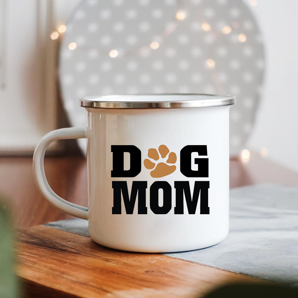 Coffee Tea And Cocoa - Dog Mom/Dad Print Creative Enamel Handle