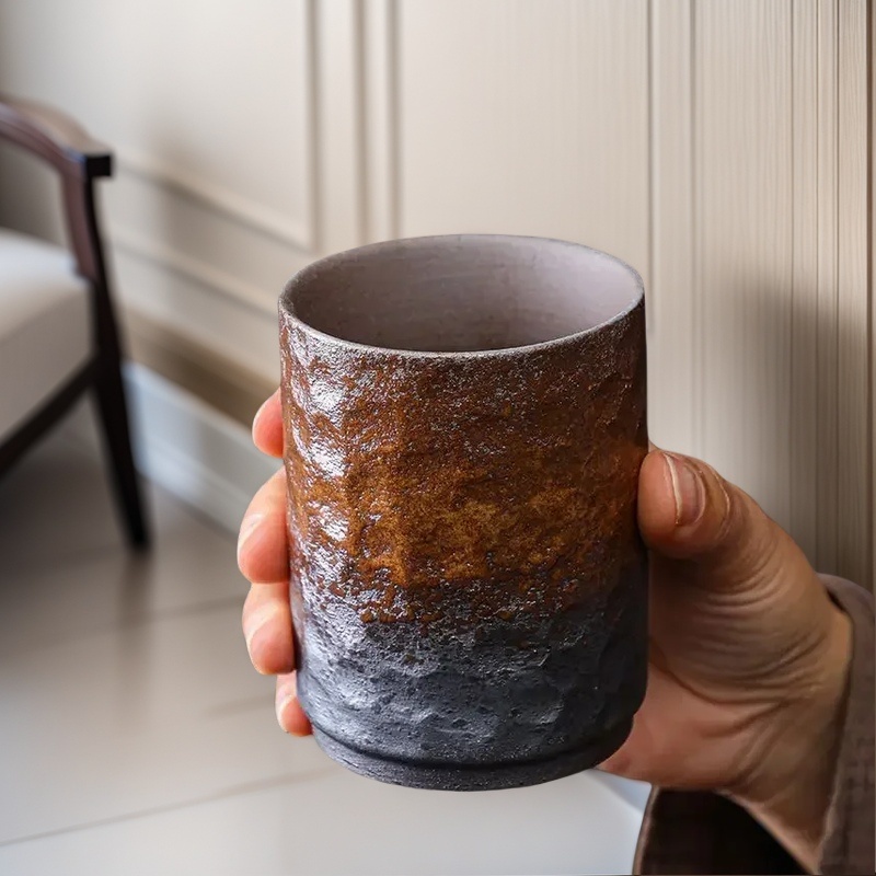 Coffee Tea In Chinese - Vintage Handmade Chinese Stoneware Mug -