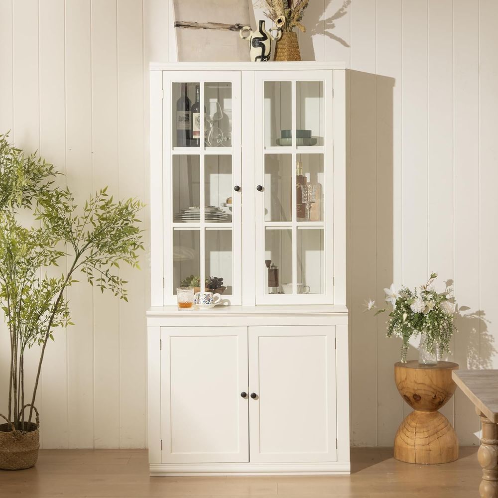 Coffee & Tea Difabis - 75 Tall White Glass Door Kitchen
