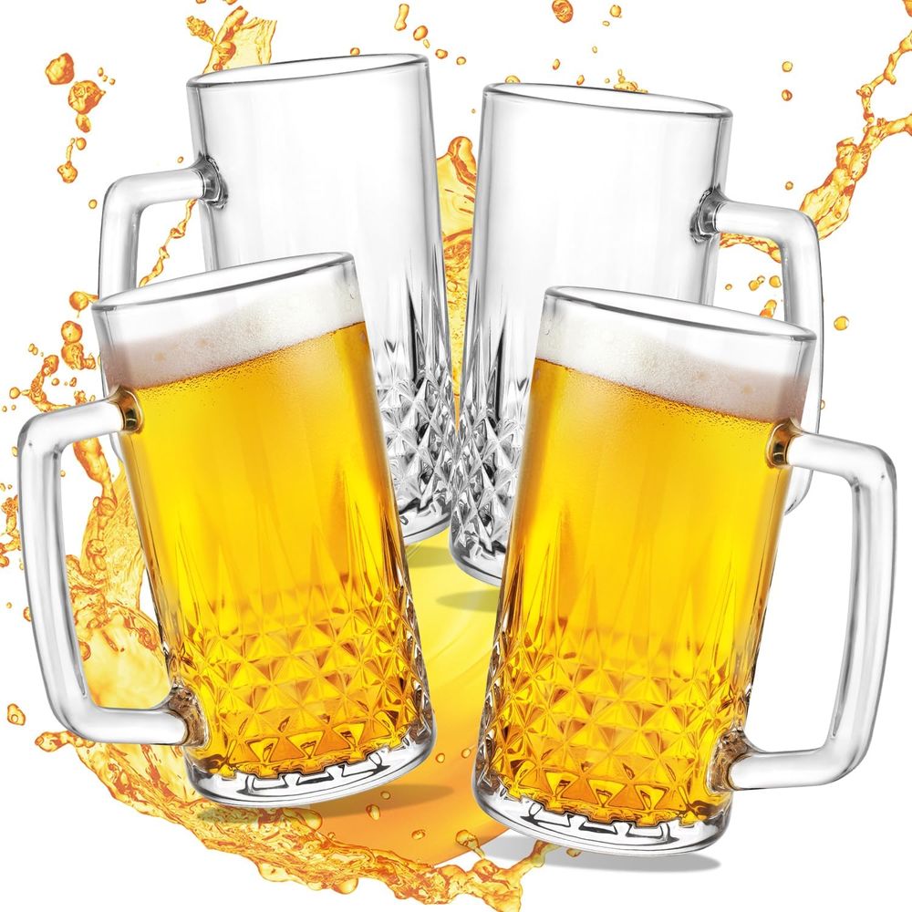 Coffee Tea Or - 20 oz Heavy Glass Mugs Set