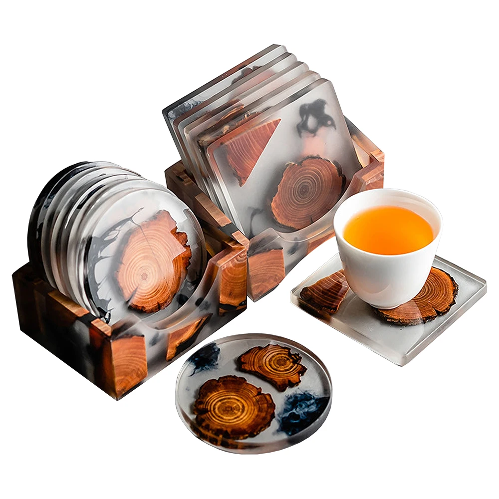 Coffee Tea Sugar Set - 6PCS/Set Resin Pine Coasters Heat-Resistant Placemats