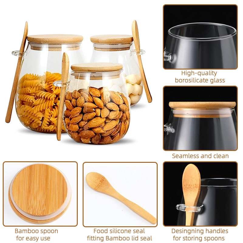 34oz sealed glass jar with spo - đánh giá và giá Coffee Tea Sugar Container Set