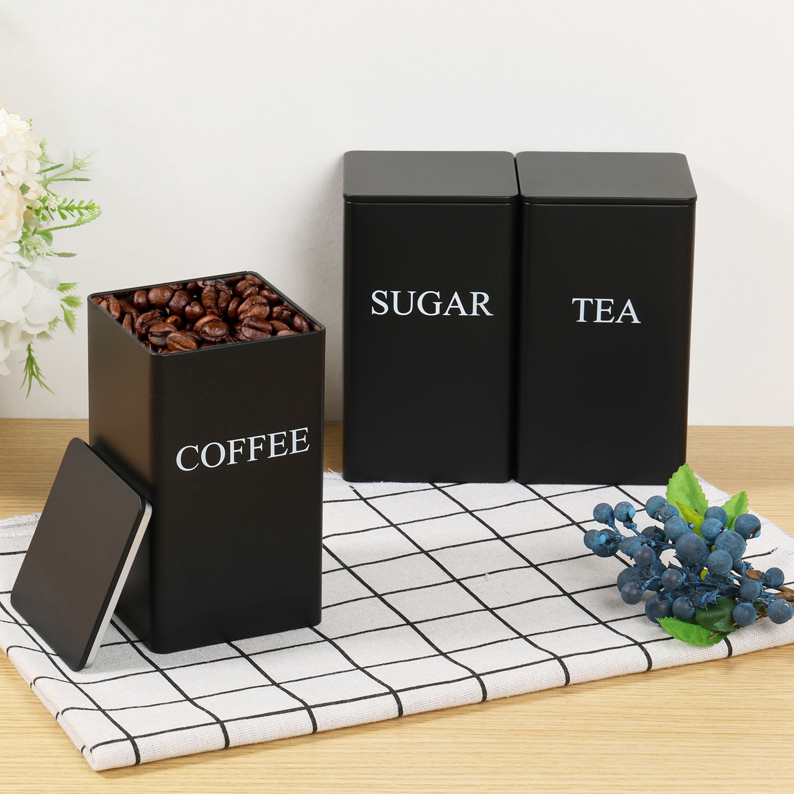 3Pcs Coffee Bean Storage Canis - đánh giá và giá Coffee Tea Sugar Container Set