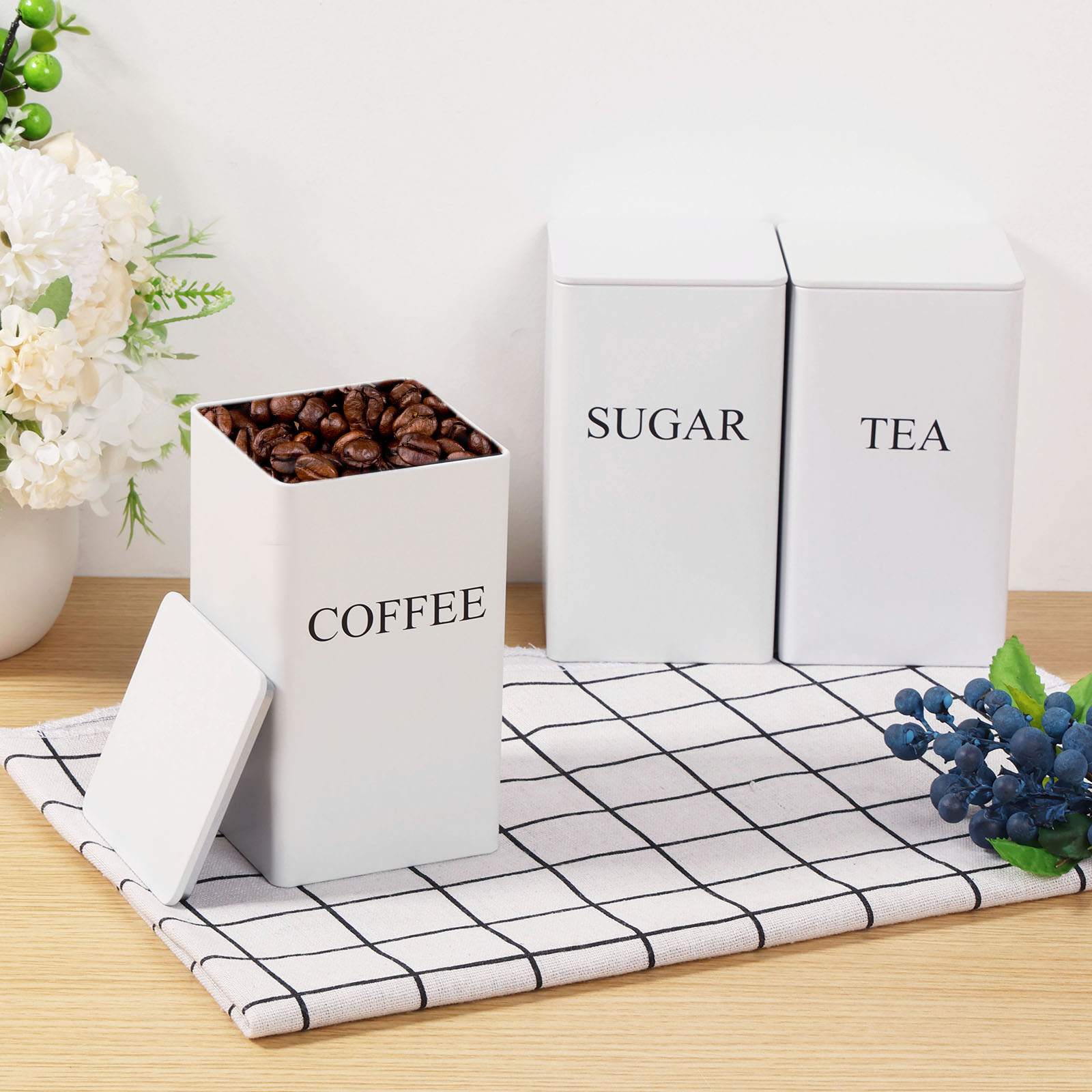 3Pcs Coffee Bean Storage Canis - đánh giá và giá Coffee Tea Sugar Container Set