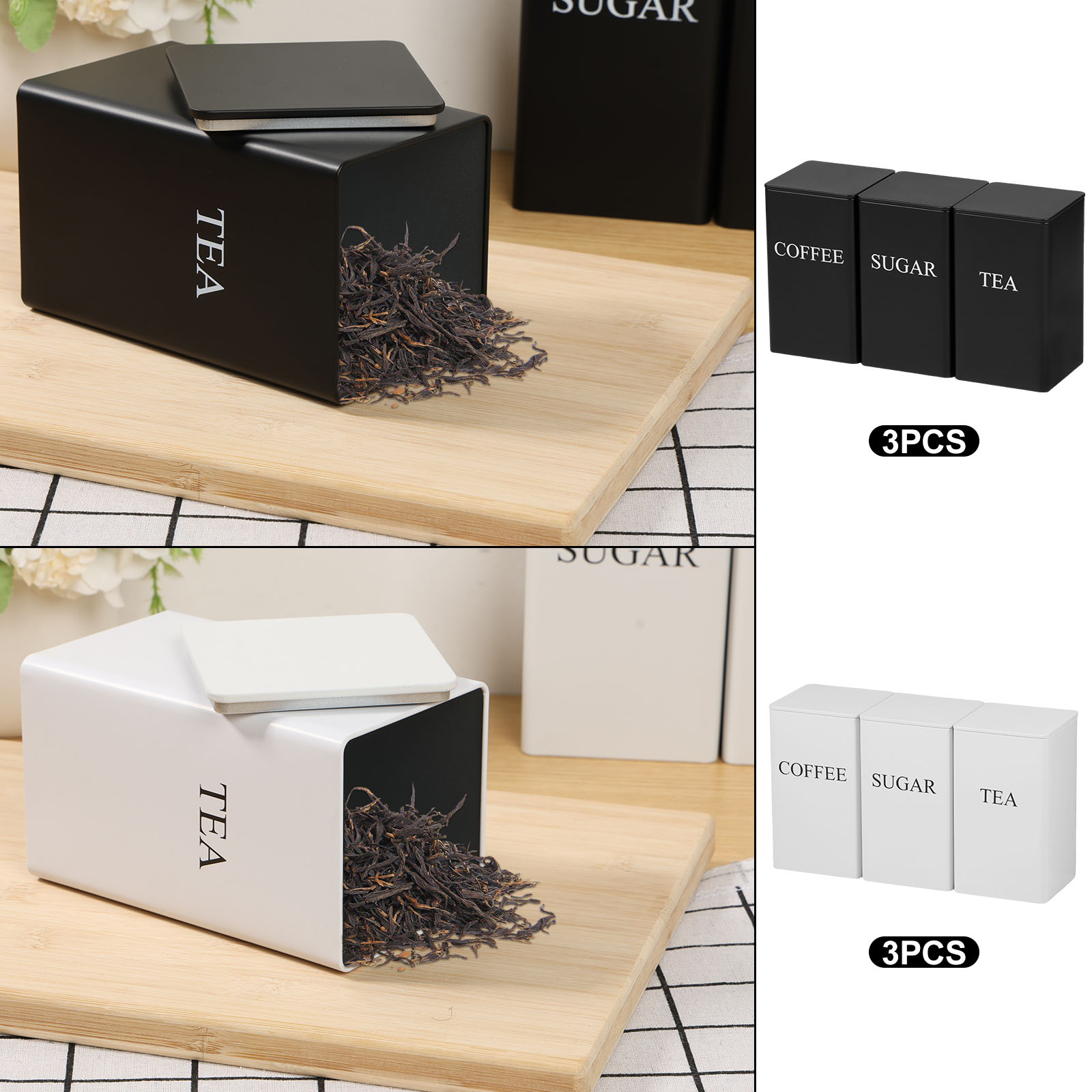 3Pcs Coffee Bean Storage Canis - đánh giá và giá Coffee Tea Sugar Container Set