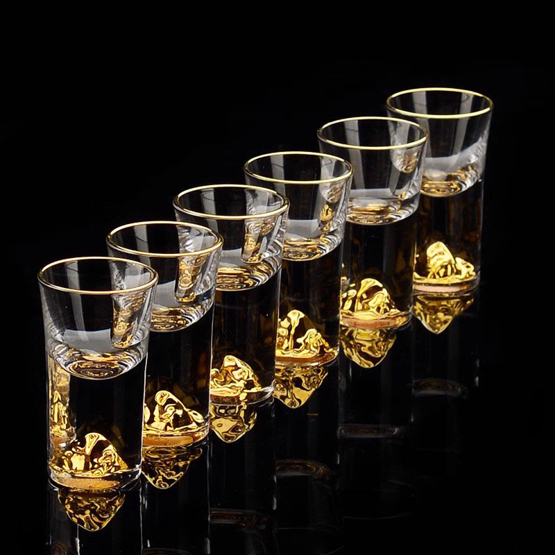 6pcs Golden Edged Short Glass  - đánh giá và giá Mug Tea Coffee