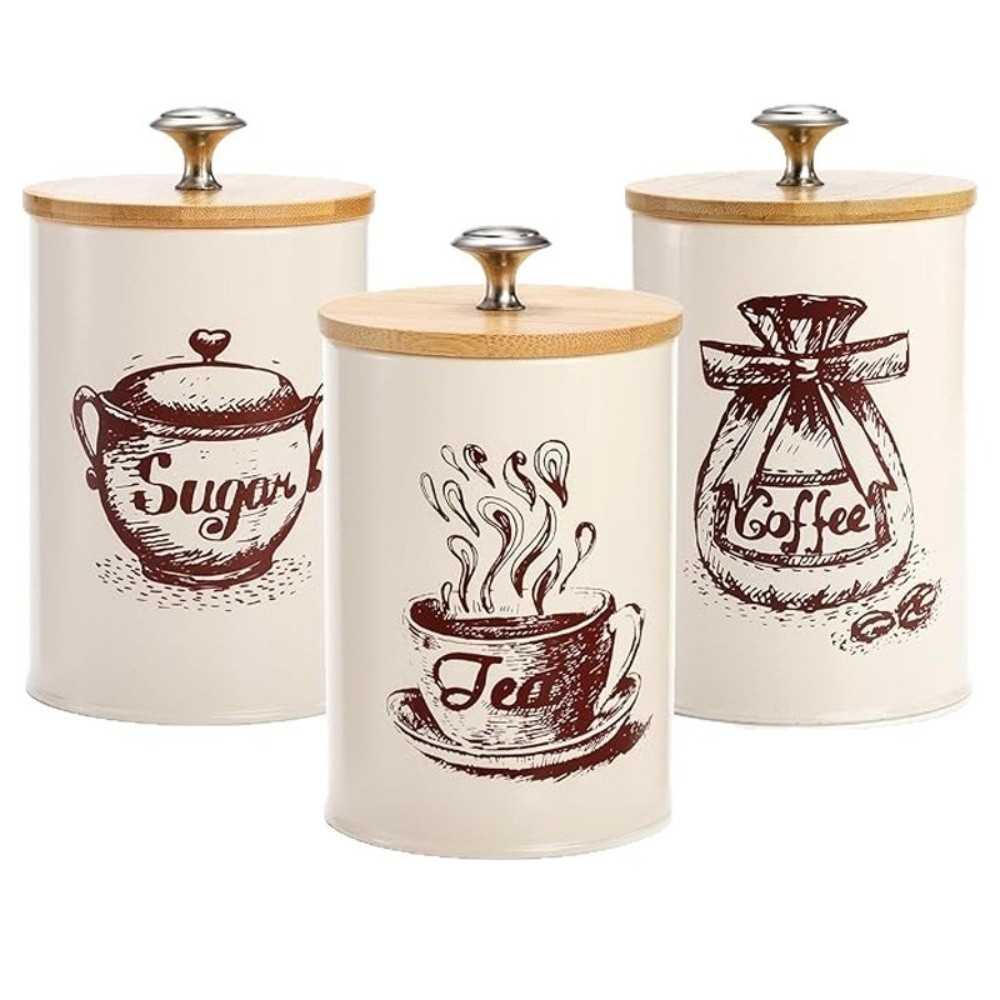 3pcs Metal Coffee Canister Set - đánh giá và giá Coffee Tea Sugar Container Set