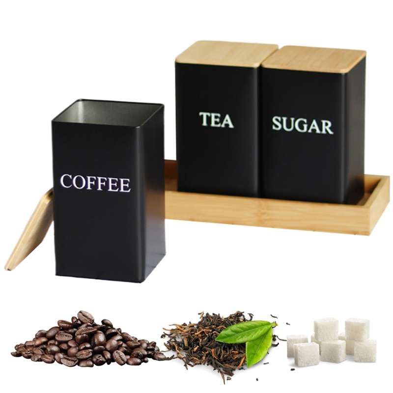 3PCS Set Tea Coffee Sugar Cani - đánh giá và giá Coffee Tea Sugar Container Set