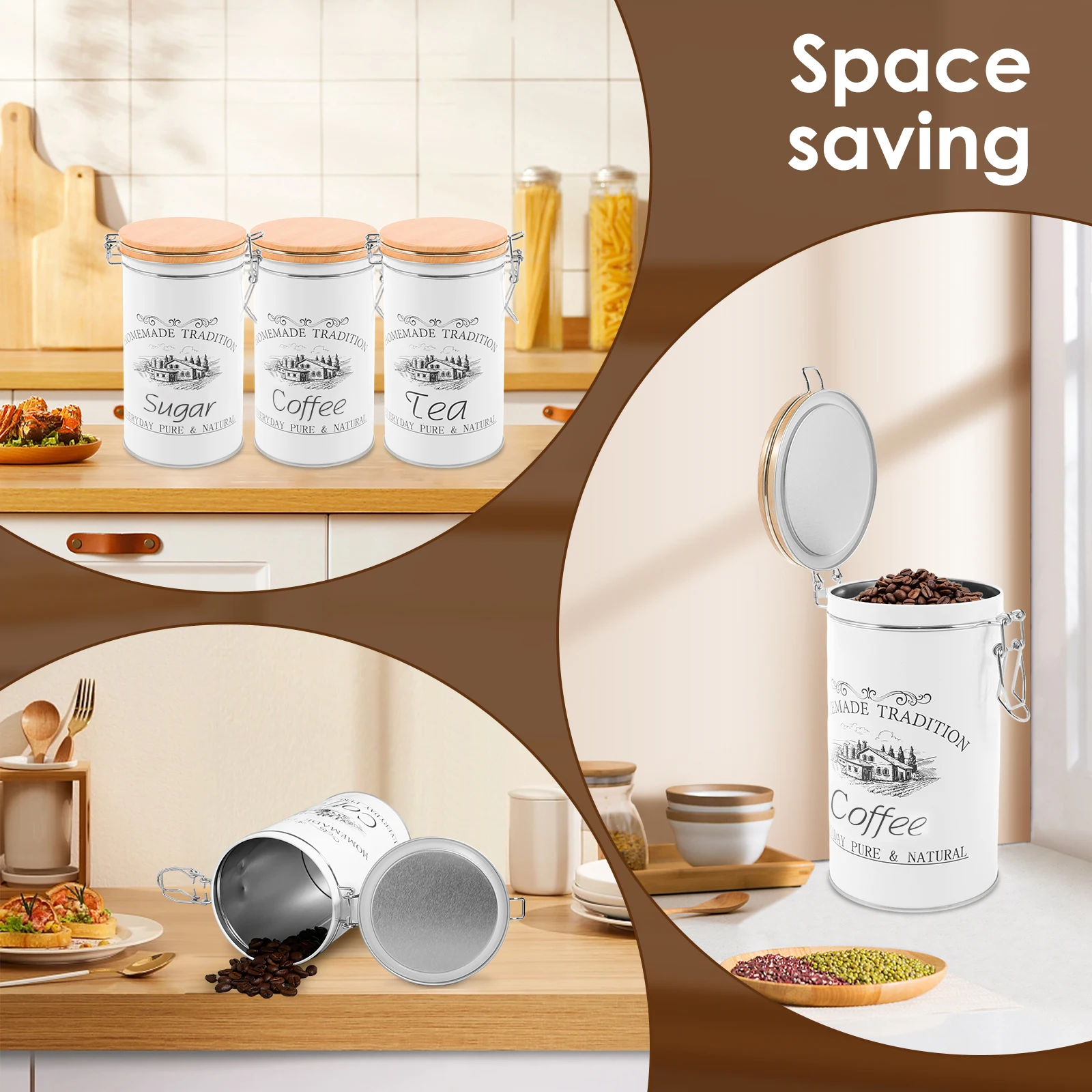 3Pcs/Set Tea Coffee Sugar Cani - đánh giá và giá Coffee Tea Sugar Container Set