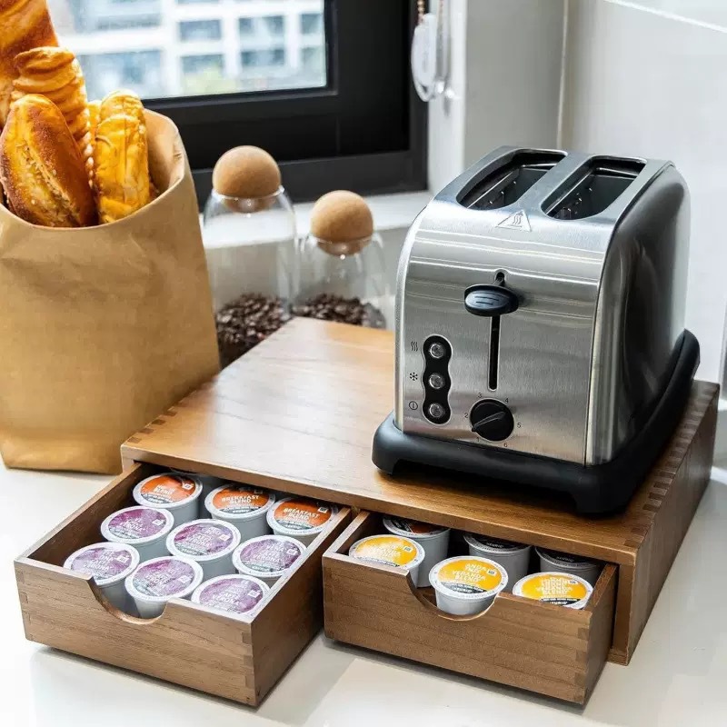 Minimalist solid wood coffee m - đánh giá và giá Coffee Tea Drawer Organizer