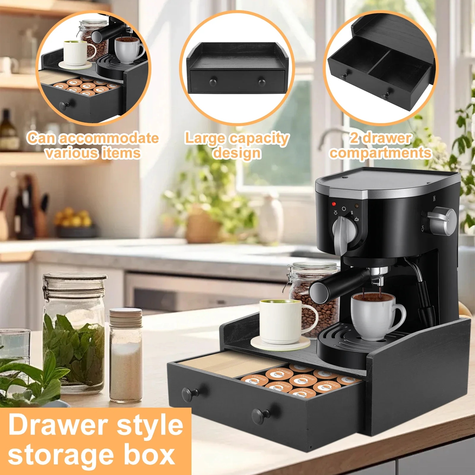 Coffee Machine Base Drawer Woo - đánh giá và giá Coffee Tea Drawer Organizer