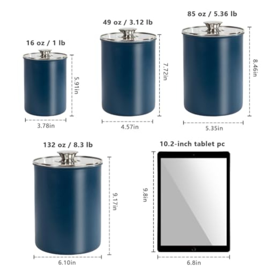 Stainless Steel Food Canister  - đánh giá và giá Coffee Tea Sugar Container Set