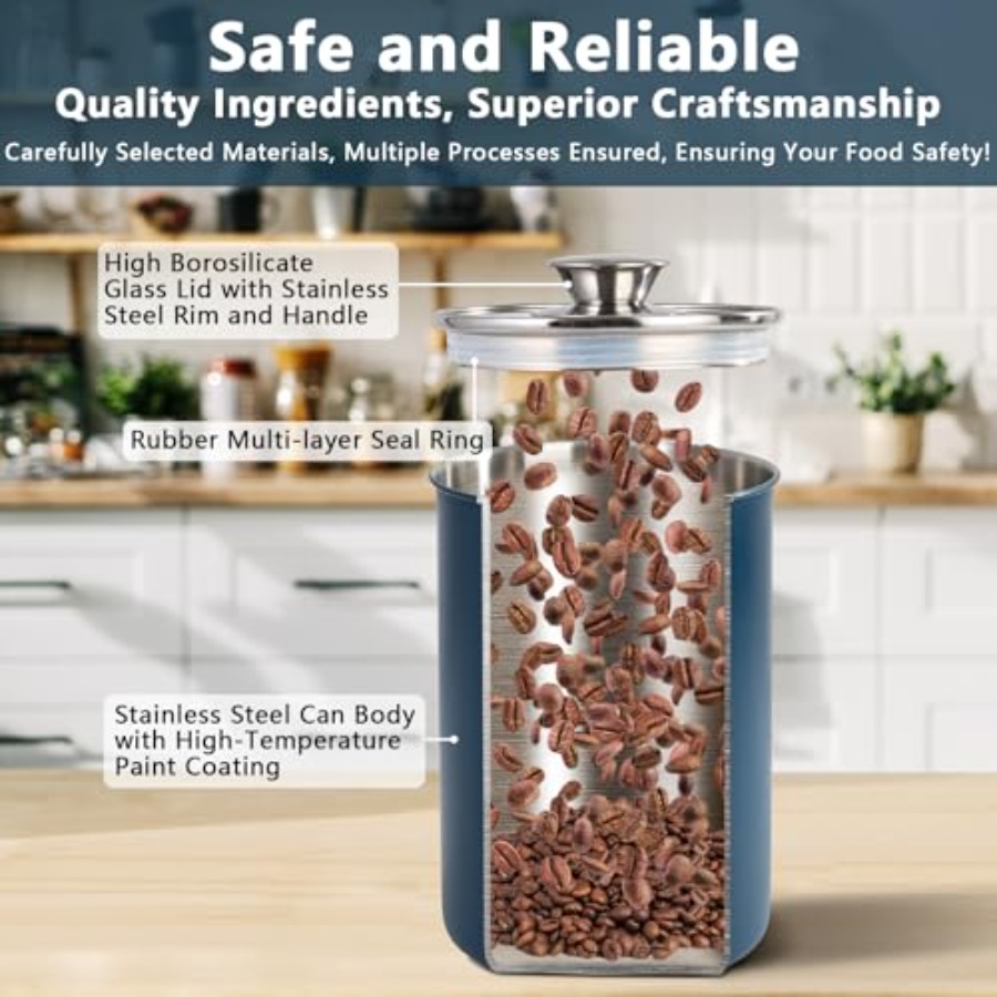 Stainless Steel Food Canister  - đánh giá và giá Coffee Tea Sugar Container Set