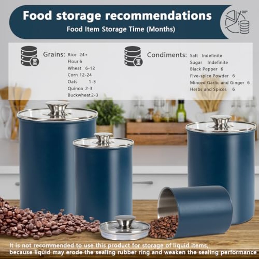 Stainless Steel Food Canister  - đánh giá và giá Coffee Tea Sugar Container Set