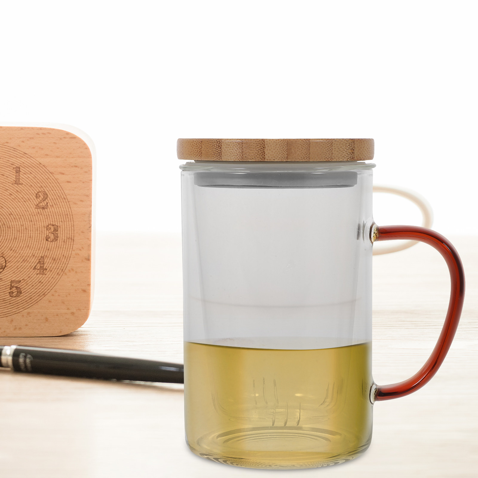 450Ml Glass Tea Cup with Built - đánh giá và giá Coffee Tea Green