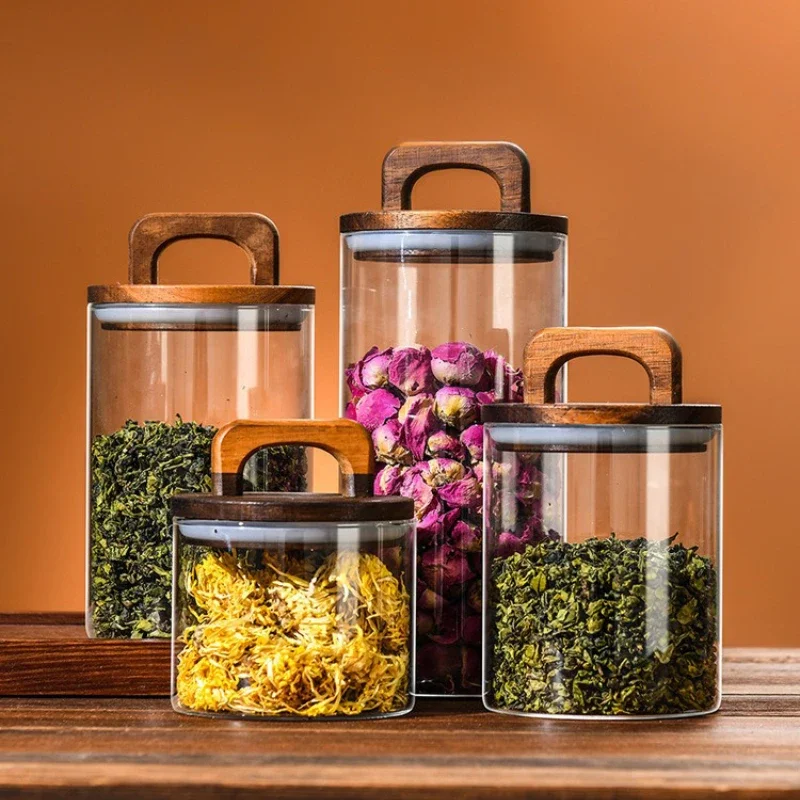 Clear Glass Jar with Bamboo Li - đánh giá và giá Coffee Tea Sugar Container Set