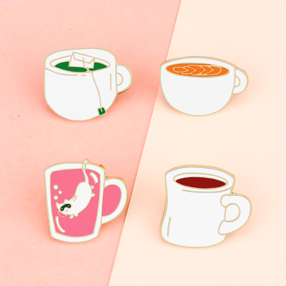 4 Style Drink Enamel Pins Crea - đánh giá và giá Coffee Tea Green