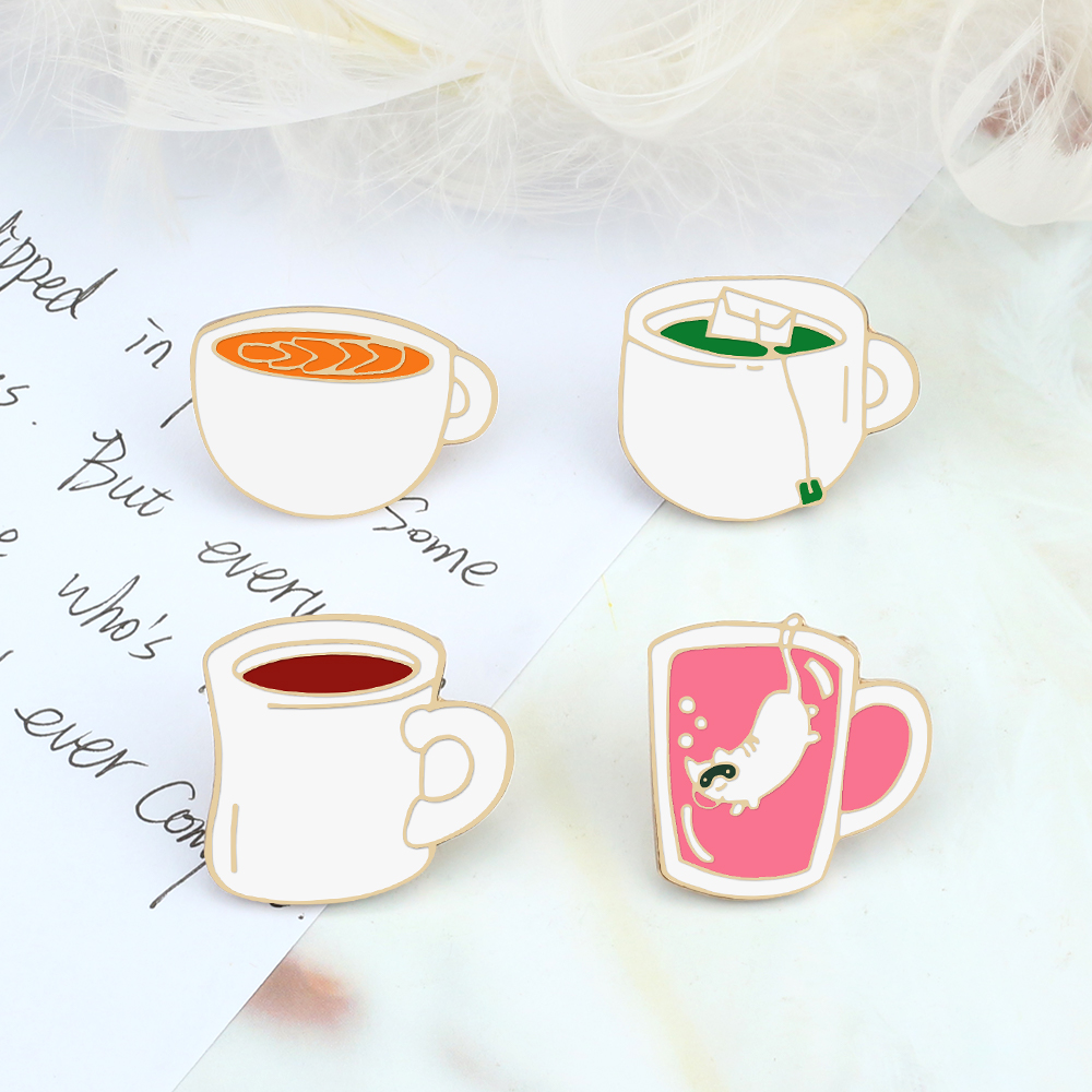 4 Style Drink Enamel Pins Crea - đánh giá và giá Coffee Tea Green
