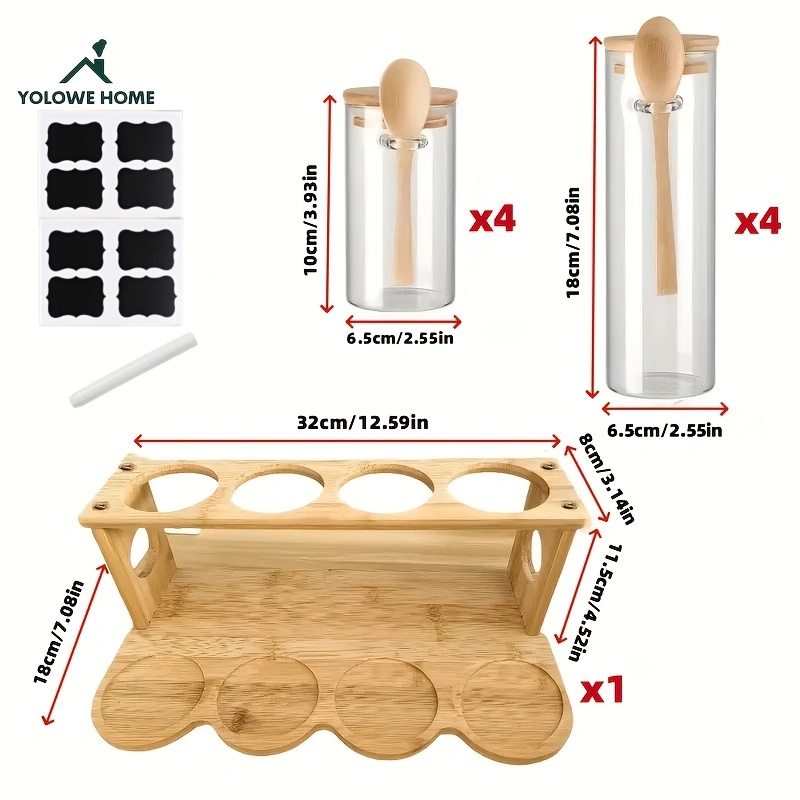 8-Piece Glass Storage Containe - đánh giá và giá Coffee Tea Sugar Container Set
