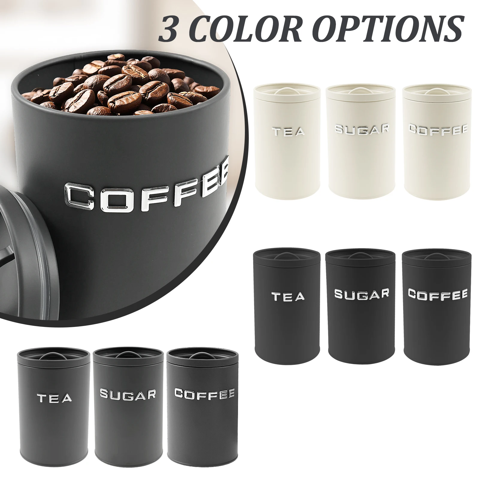 3 Pcs Tea Coffee Sugar Caniste - đánh giá và giá Coffee Tea Sugar Container Set