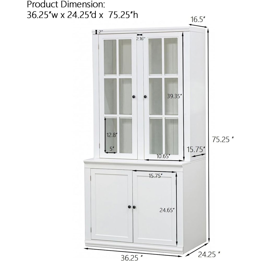 75 Tall White Glass Door Kitch - đánh giá và giá Coffee & Tea Difabis