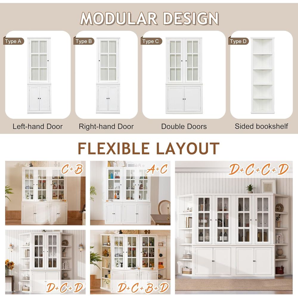 75 Tall White Glass Door Kitch - đánh giá và giá Coffee & Tea Difabis